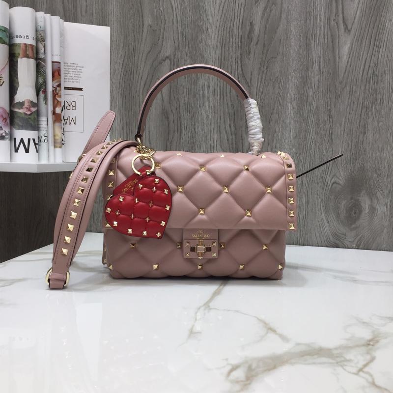 Valentino Shoulder Tote Bags VA0055 Sheepskin Solid Pink